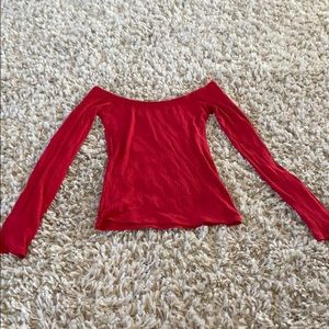 dark red off the shoulder top